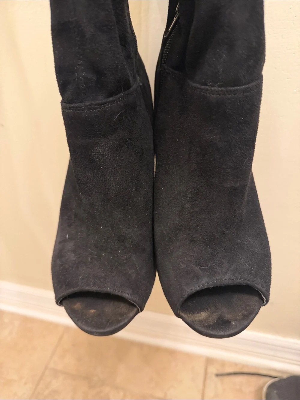 Windsor Black Over-the-Knee Peep-Toe Women’s Boots